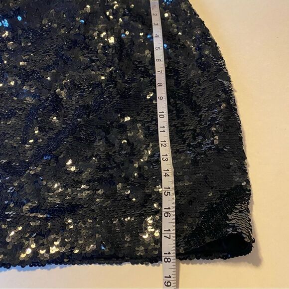 Vintage black all over sequin 100% silk mini skirt NYE - 6 - Picture 4 of 10